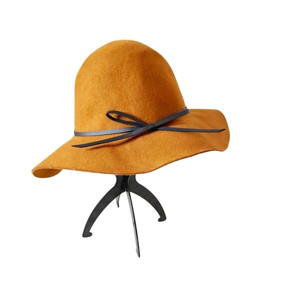 Women's 100% Wool Felt Floppy Hat Wide Brim Round Crown Caramel Brown - Picture 8 of 9